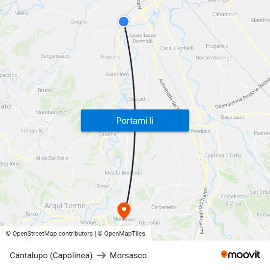Cantalupo (Capolinea) to Morsasco map