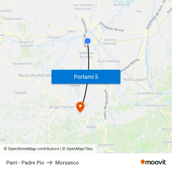 Parri - Padre Pio to Morsasco map