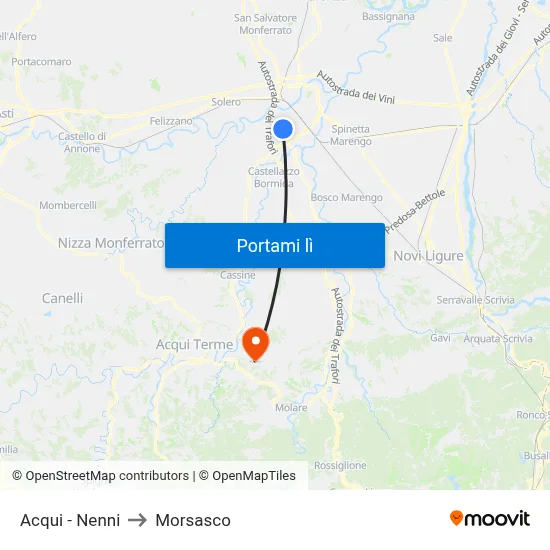 Acqui - Nenni to Morsasco map