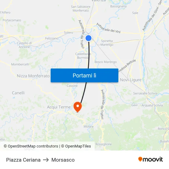 Piazza Ceriana to Morsasco map