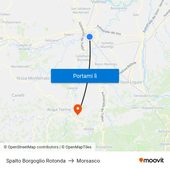 Spalto Borgoglio Rotonda to Morsasco map