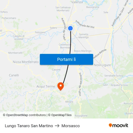 Lungo Tanaro San Martino to Morsasco map