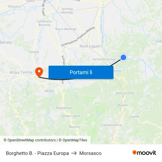 Borghetto B. - Piazza Europa to Morsasco map