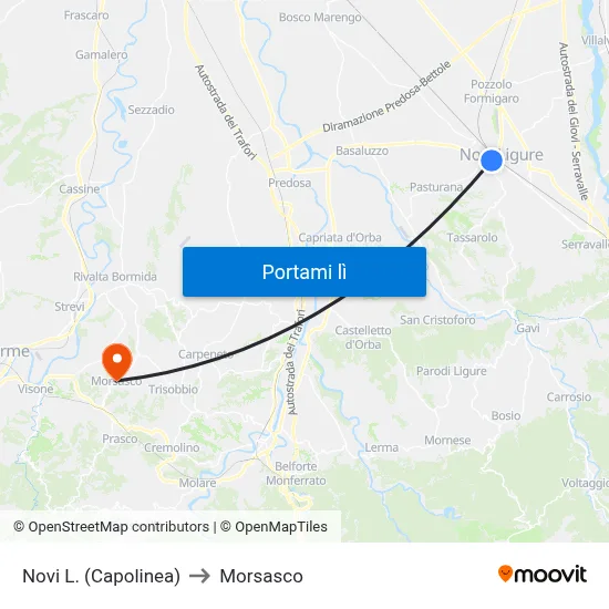 Novi L. (Capolinea) to Morsasco map