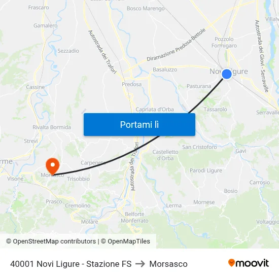 40001 Novi Ligure - Stazione FS to Morsasco map
