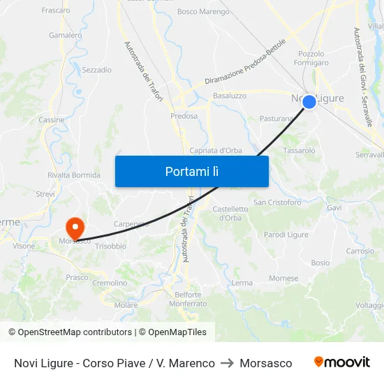 Novi Ligure - Corso Piave / V. Marenco to Morsasco map