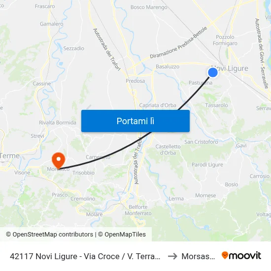 42117 Novi Ligure - Via Croce / V. Terracini to Morsasco map