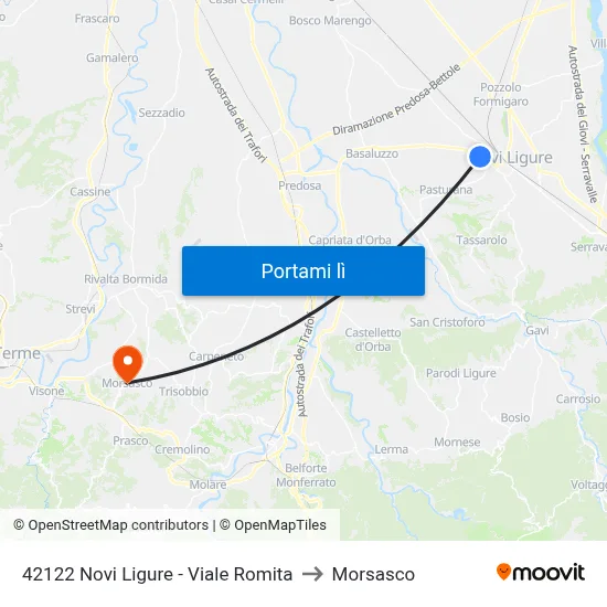 42122 Novi Ligure - Viale Romita to Morsasco map