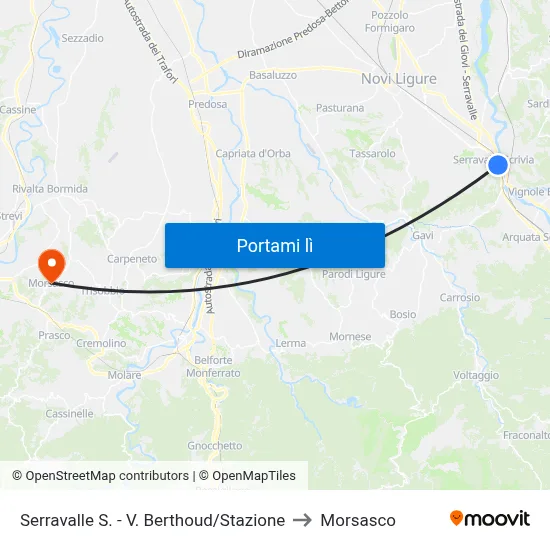 Serravalle S. - V. Berthoud/Stazione to Morsasco map