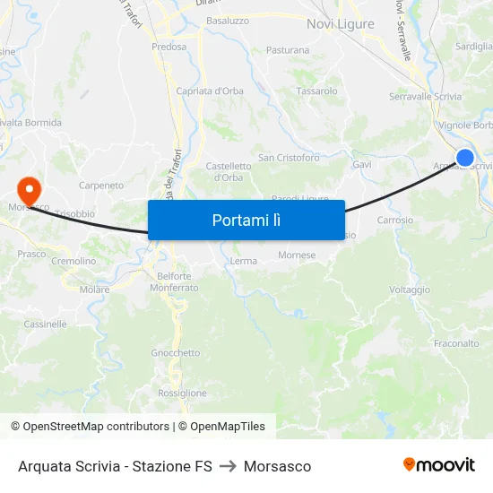Arquata Scrivia - Stazione FS to Morsasco map