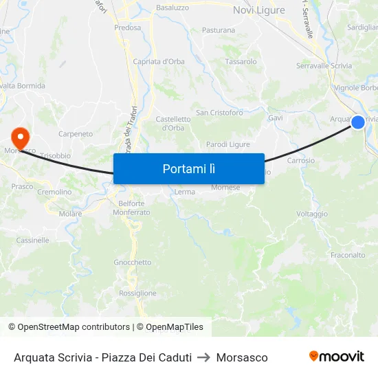 Arquata Scrivia - Piazza Dei Caduti to Morsasco map