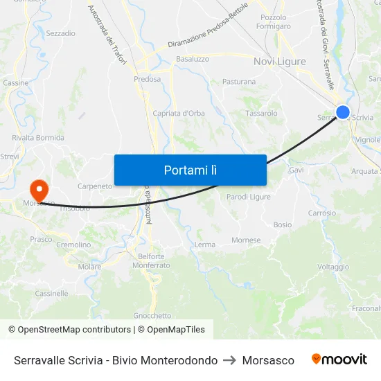 Serravalle Scrivia - Bivio Monterodondo to Morsasco map