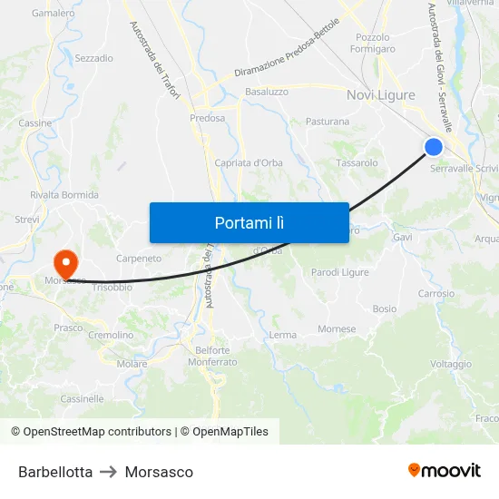 Barbellotta to Morsasco map