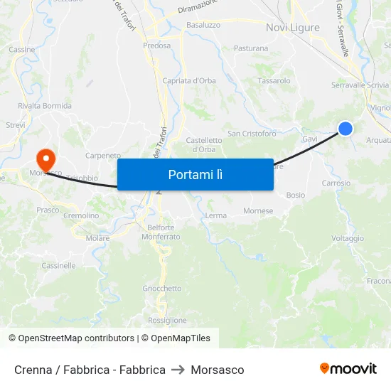 Crenna / Fabbrica - Fabbrica to Morsasco map