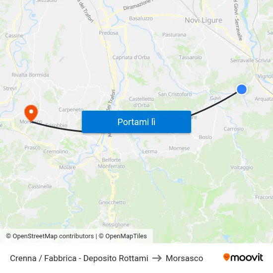 Crenna / Fabbrica - Deposito Rottami to Morsasco map