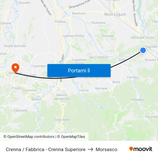 Crenna / Fabbrica - Crenna Superiore to Morsasco map