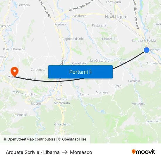 Arquata Scrivia - Libarna to Morsasco map