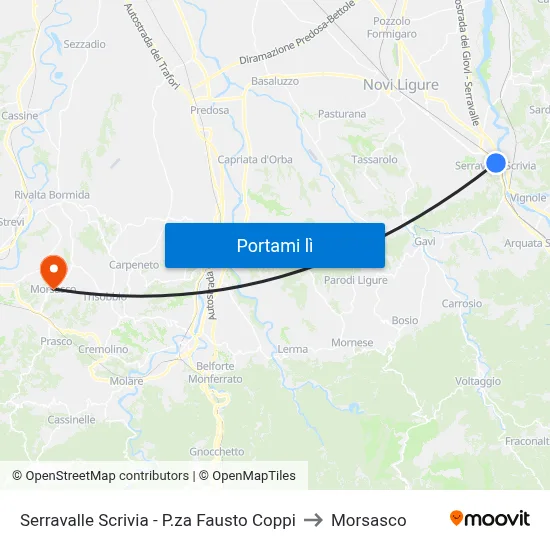 Serravalle Scrivia - P.za Fausto Coppi to Morsasco map