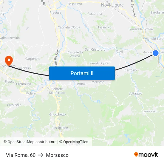 Via Roma, 60 to Morsasco map
