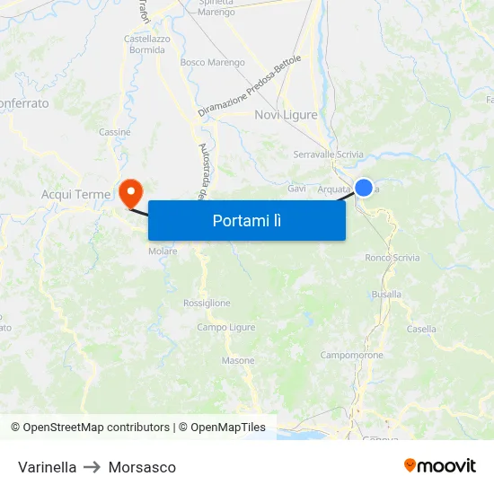 Varinella to Morsasco map