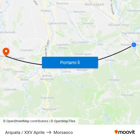 Arquata / XXV Aprile to Morsasco map
