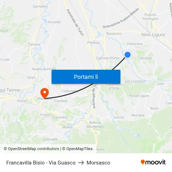 Francavilla Bisio - Via Guasco to Morsasco map