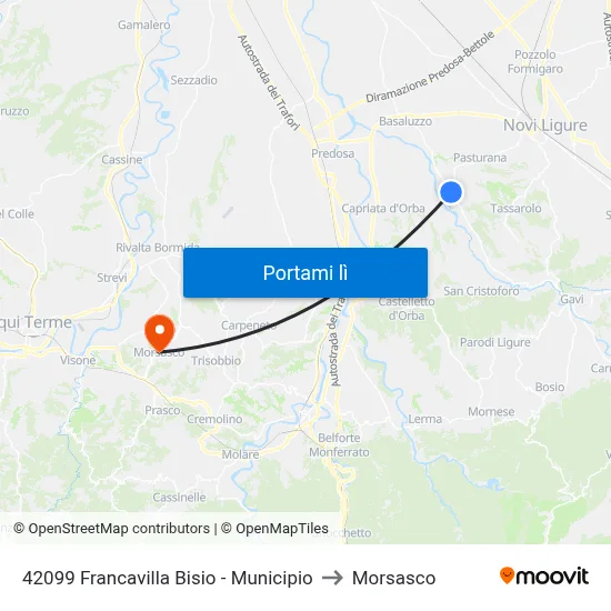 42099 Francavilla Bisio - Municipio to Morsasco map