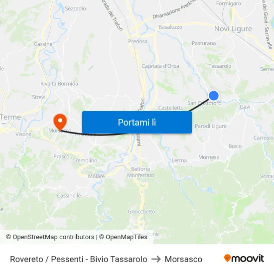 Rovereto / Pessenti - Bivio Tassarolo to Morsasco map
