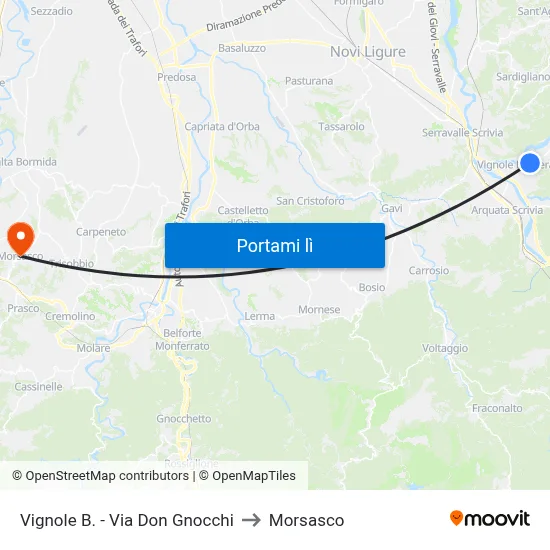 Vignole B. - Via Don Gnocchi to Morsasco map
