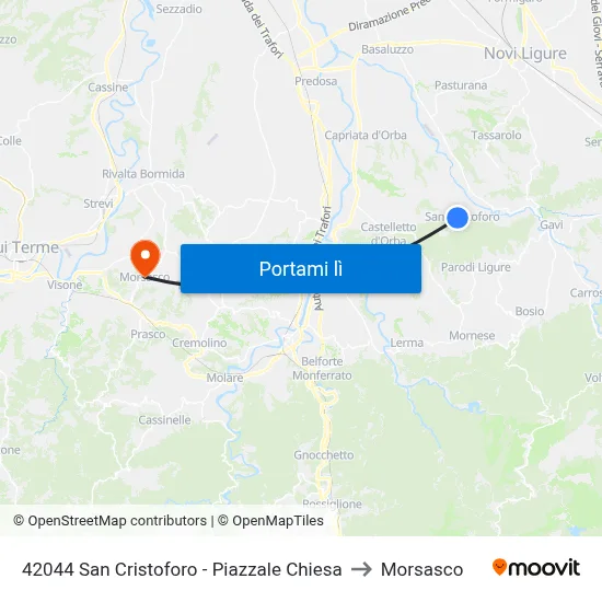 42044 San Cristoforo - Piazzale Chiesa to Morsasco map