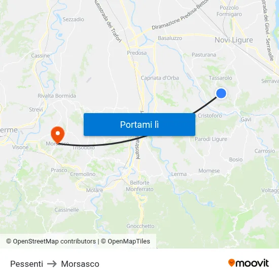 Pessenti to Morsasco map