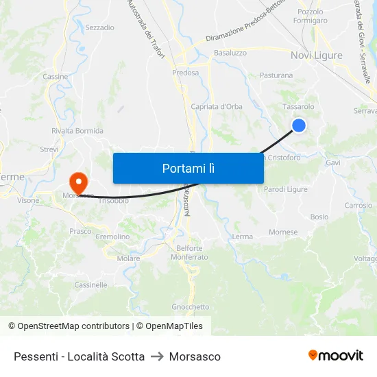 Pessenti - Località Scotta to Morsasco map