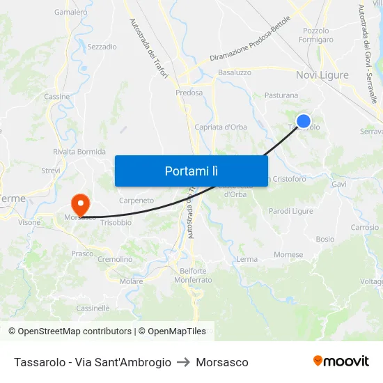 Tassarolo - Via Sant'Ambrogio to Morsasco map