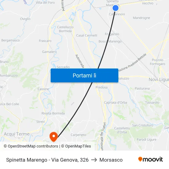 Spinetta Marengo - Via Genova, 326 to Morsasco map