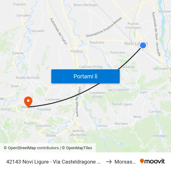 42143 Novi Ligure - Via Casteldragone 128 to Morsasco map