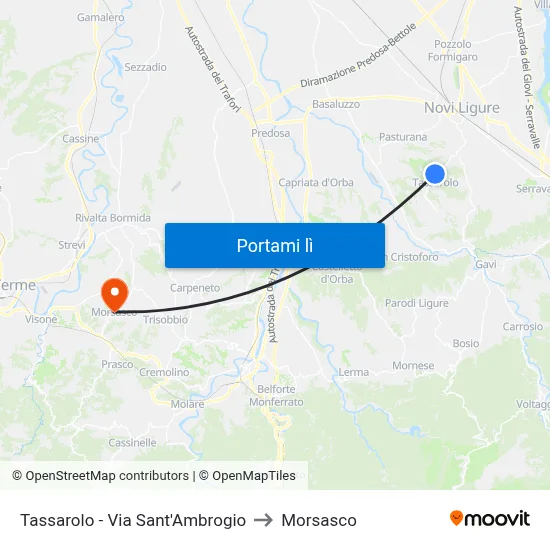 Tassarolo - Via Sant'Ambrogio to Morsasco map