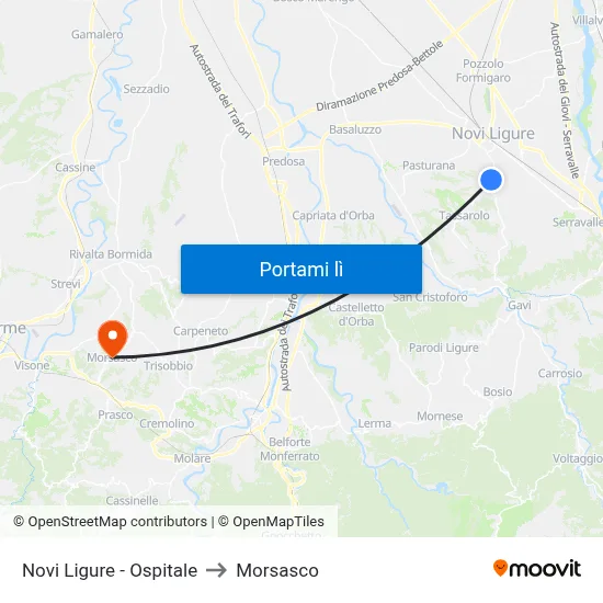 Novi Ligure - Ospitale to Morsasco map