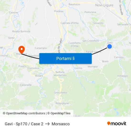 Gavi - Sp170 / Case 2 to Morsasco map