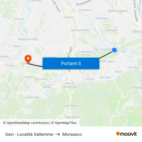 Gavi - Località Vallemme to Morsasco map