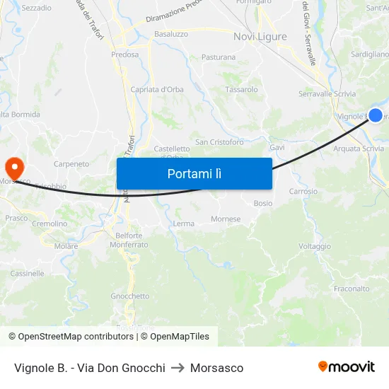 Vignole B. - Via Don Gnocchi to Morsasco map