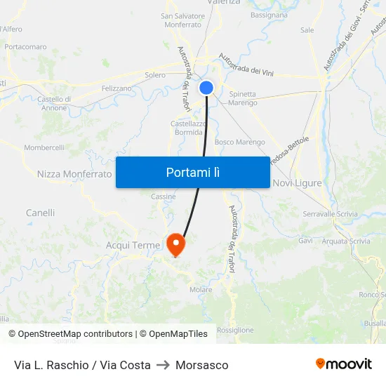 Via L. Raschio / Via Costa to Morsasco map