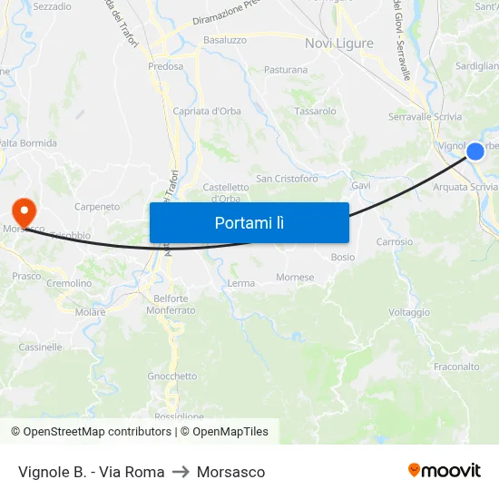 Vignole B. - Via Roma to Morsasco map