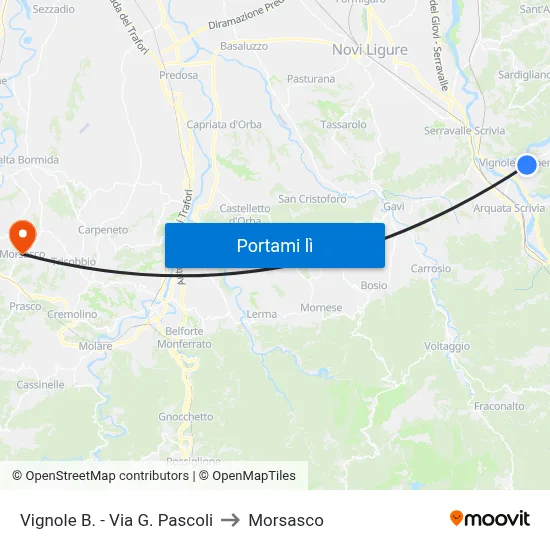 Vignole B. - Via G. Pascoli to Morsasco map