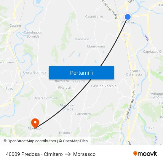 40009 Predosa - Cimitero to Morsasco map