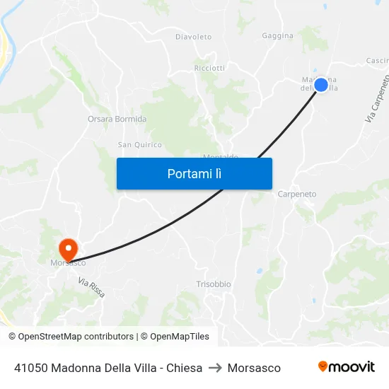41050 Madonna Della Villa - Chiesa to Morsasco map