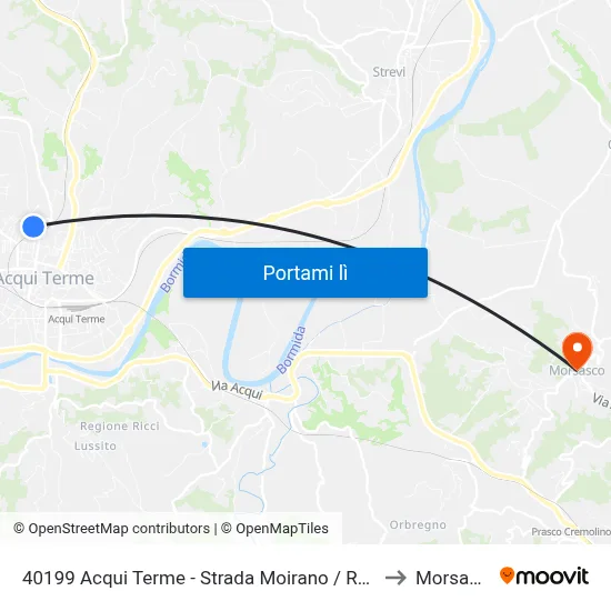 40199 Acqui Terme - Strada Moirano / Rotonda to Morsasco map