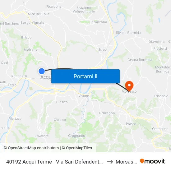 40192 Acqui Terme - Via San Defendente 369 to Morsasco map
