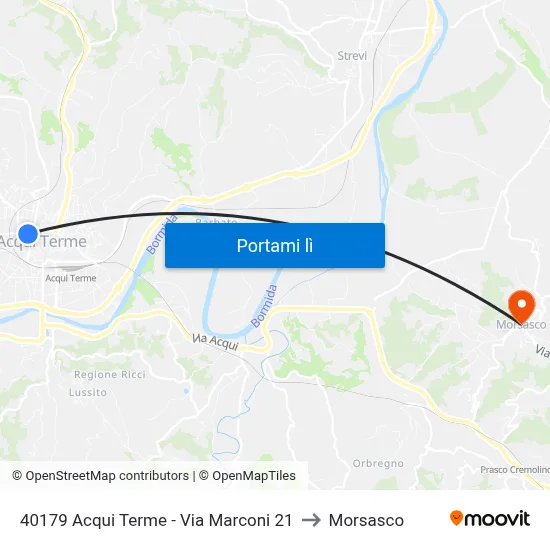 40179 Acqui Terme - Via Marconi 21 to Morsasco map