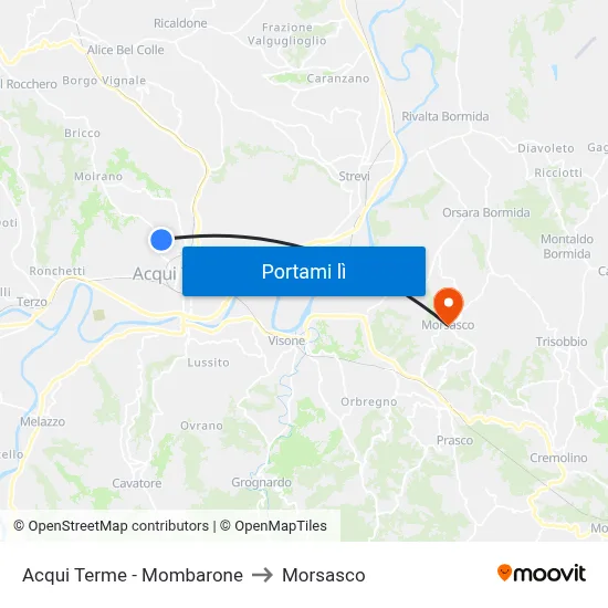 Acqui Terme - Mombarone to Morsasco map