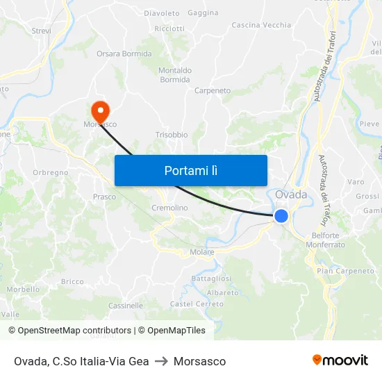 Ovada, C.So Italia-Via Gea to Morsasco map